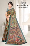 Green Silk 62 By Saroj Printed Moss Chiffon Sarees Wholesale Shop In Surat

